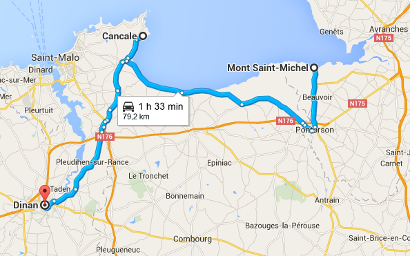 Itinéraire Mont Saint Michel via Cancale, Dinan